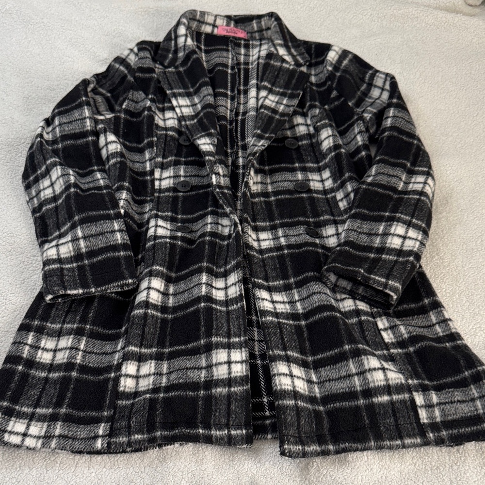 Plaid Black and White Women's Coat